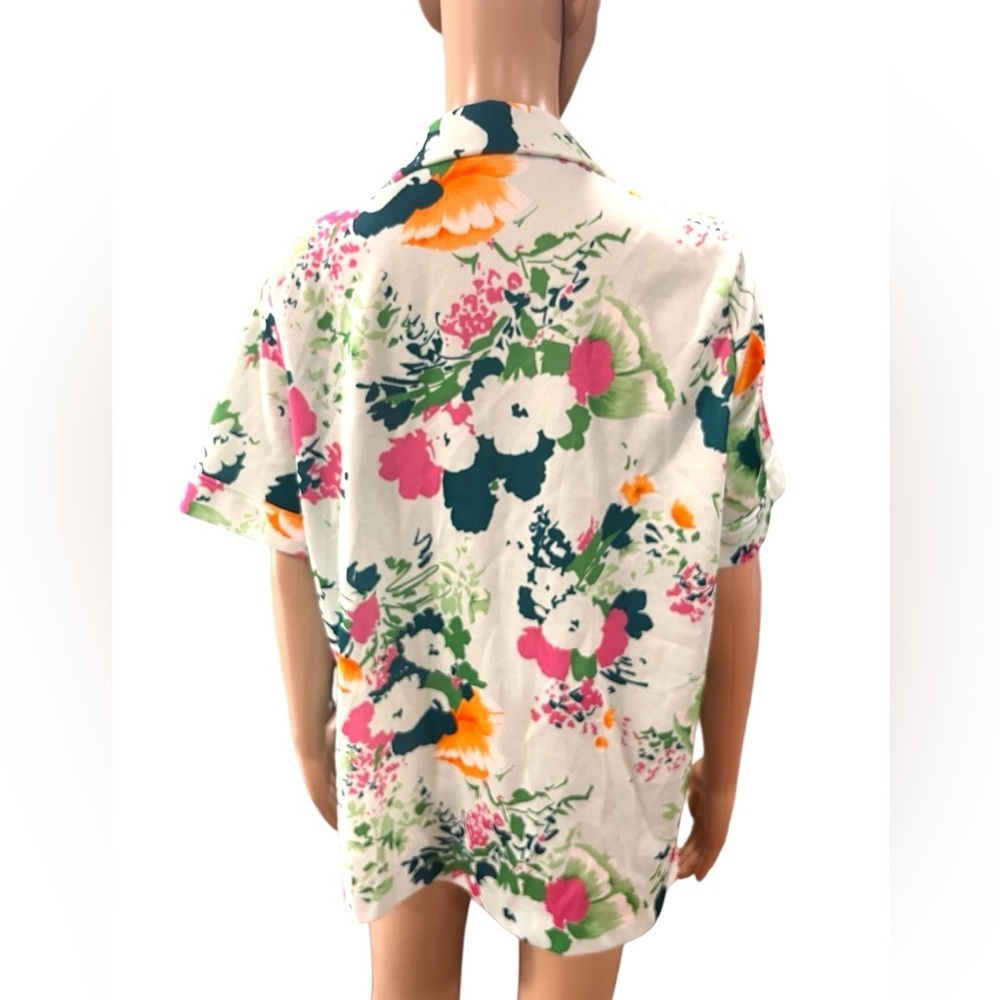 Artists poly floral 60βs tunic top -XL vintage - Picture 2 of 8